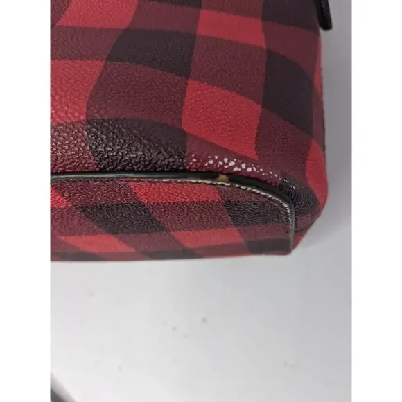Dooney & Bourke Buffalo Plaid Small Satchel Red Black Crossbody Bag Leather Trim - Picture 10 of 16